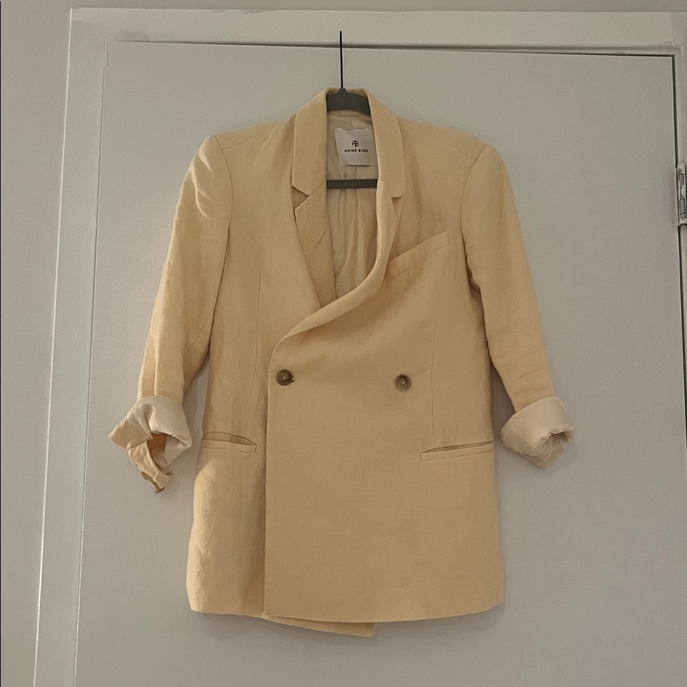 Anine Bing Butter Yellow Linen Blazer